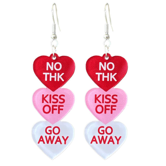 Valentine's Day text candy multi-color love acrylic earrings 2pair price