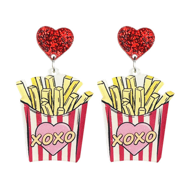 Valentine's Day acrylic heart earrings cat food lovers lover earrings 2pair price