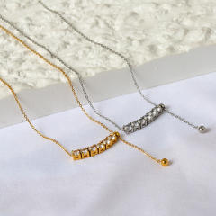 Titanium Steel Cross Chain Round Tennis Pendant Dainty necklace