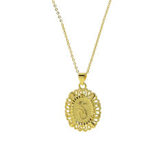 18KG copper Oval Simple 26 English Letter initial letter Pendant Necklace
