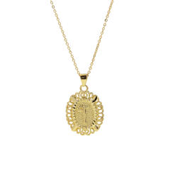 18KG copper Oval Simple 26 English Letter initial letter Pendant Necklace
