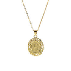 18KG copper Oval Simple 26 English Letter initial letter Pendant Necklace