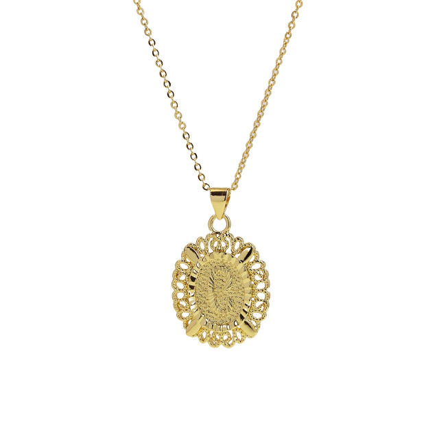 18KG copper Oval Simple 26 English Letter initial letter Pendant Necklace