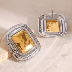Mix color geometric bigger stainless steel earrings