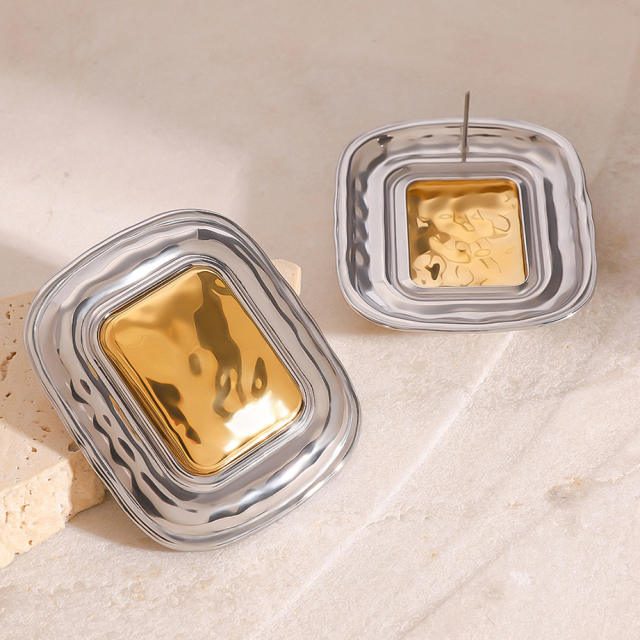 Mix color geometric bigger stainless steel earrings