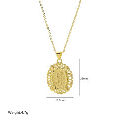 18KG copper Oval Simple 26 English Letter initial letter Pendant Necklace
