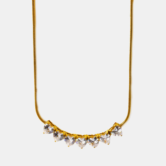 Inlaid Heart-Shaped Tennis Necklace stainless steel necklace