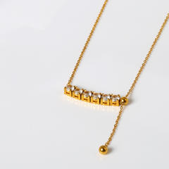 Titanium Steel Cross Chain Round Tennis Pendant Dainty necklace