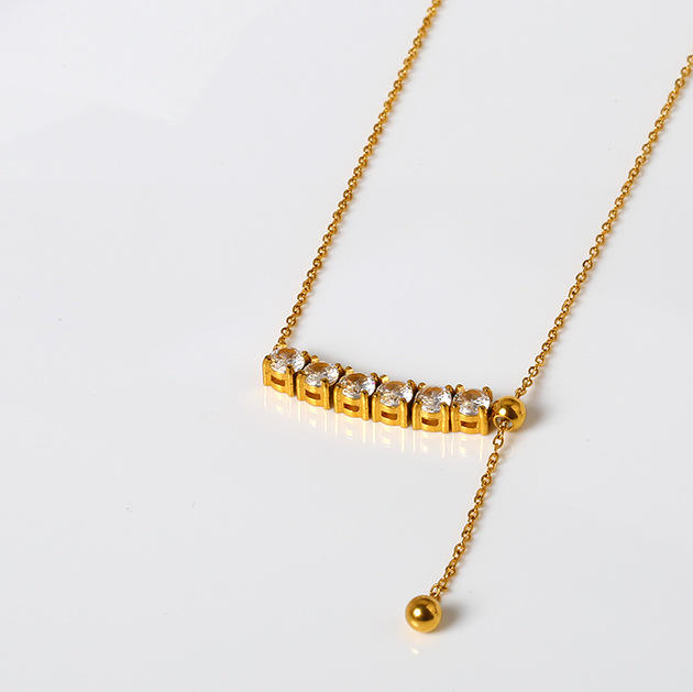 Titanium Steel Cross Chain Round Tennis Pendant Dainty necklace
