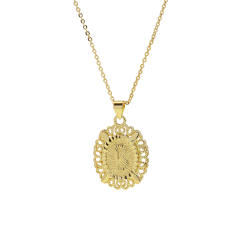 18KG copper Oval Simple 26 English Letter initial letter Pendant Necklace