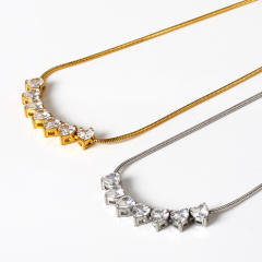 Inlaid Heart-Shaped Tennis Necklace stainless steel necklace