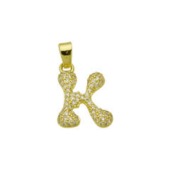 Delicate full diamond initial letter bubble letter pendant for necklace