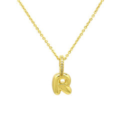 Sweet gold plated copper bubble letter initial letter pendant for necklace