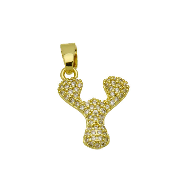 Delicate full diamond initial letter bubble letter pendant for necklace