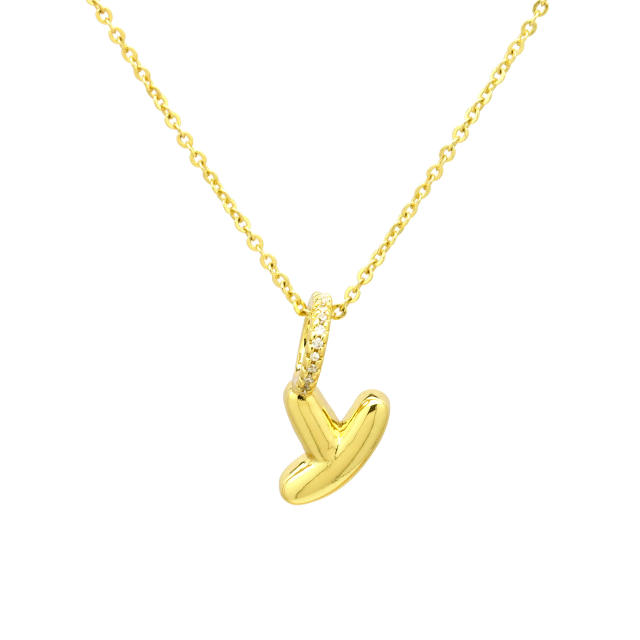 Sweet gold plated copper bubble letter initial letter pendant for necklace