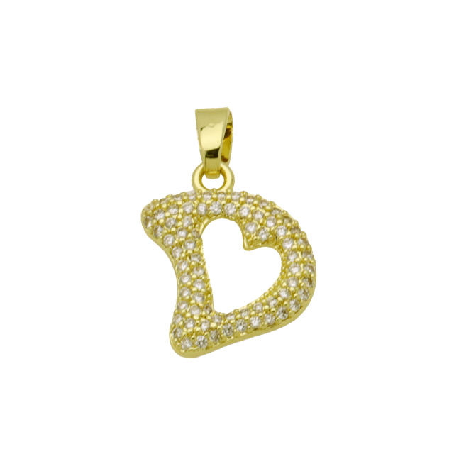 Delicate full diamond initial letter bubble letter pendant for necklace