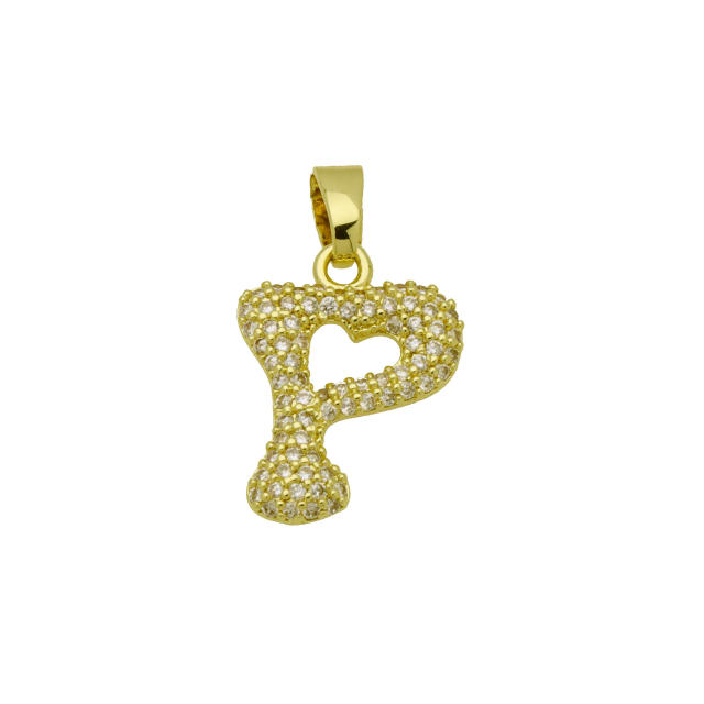 Delicate full diamond initial letter bubble letter pendant for necklace