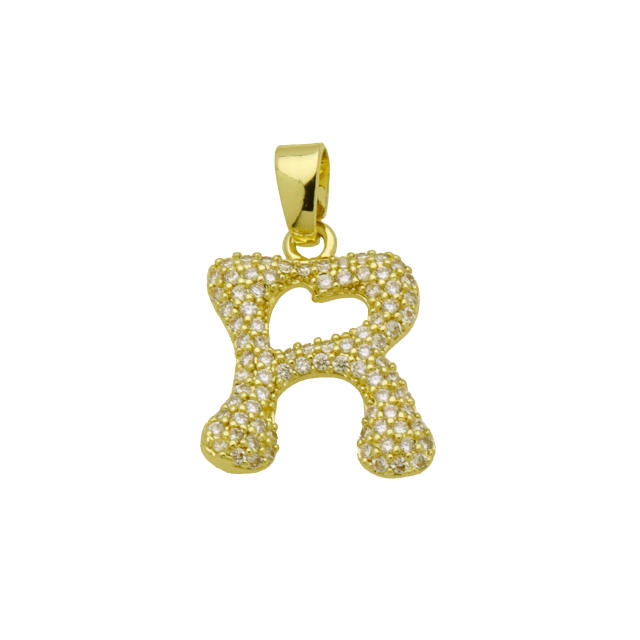 Delicate full diamond initial letter bubble letter pendant for necklace