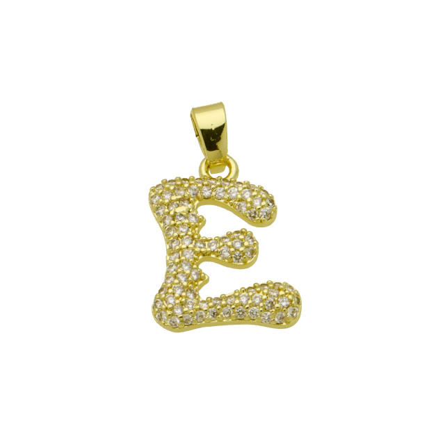 Delicate full diamond initial letter bubble letter pendant for necklace