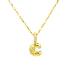 Sweet gold plated copper bubble letter initial letter pendant for necklace