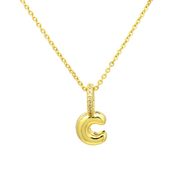 Sweet gold plated copper bubble letter initial letter pendant for necklace