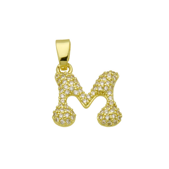 Delicate full diamond initial letter bubble letter pendant for necklace