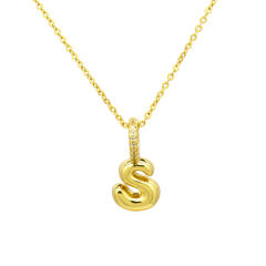 Sweet gold plated copper bubble letter initial letter pendant for necklace