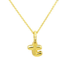 Sweet gold plated copper bubble letter initial letter pendant for necklace
