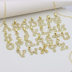 Delicate full diamond initial letter bubble letter pendant for necklace