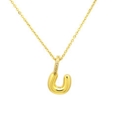 Sweet gold plated copper bubble letter initial letter pendant for necklace