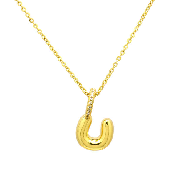 Sweet gold plated copper bubble letter initial letter pendant for necklace