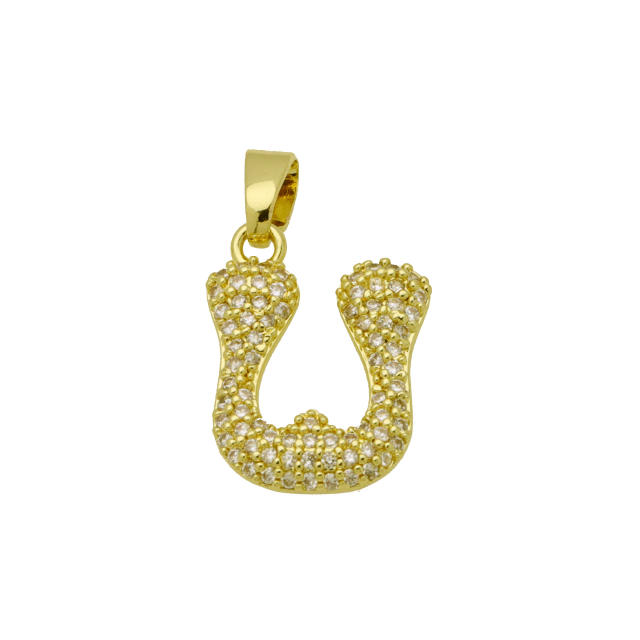 Delicate full diamond initial letter bubble letter pendant for necklace