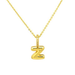 Sweet gold plated copper bubble letter initial letter pendant for necklace