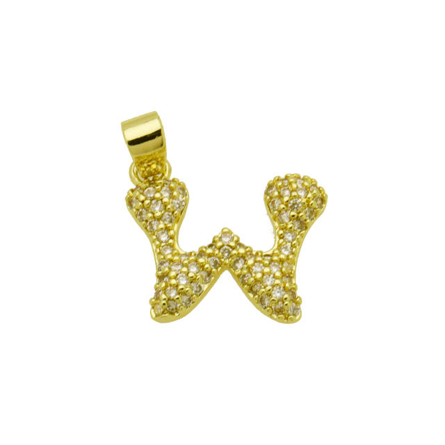 Delicate full diamond initial letter bubble letter pendant for necklace