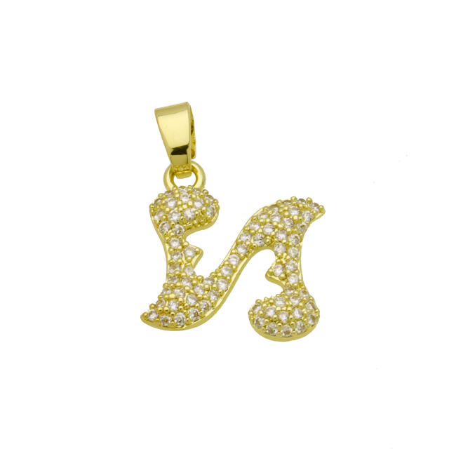 Delicate full diamond initial letter bubble letter pendant for necklace