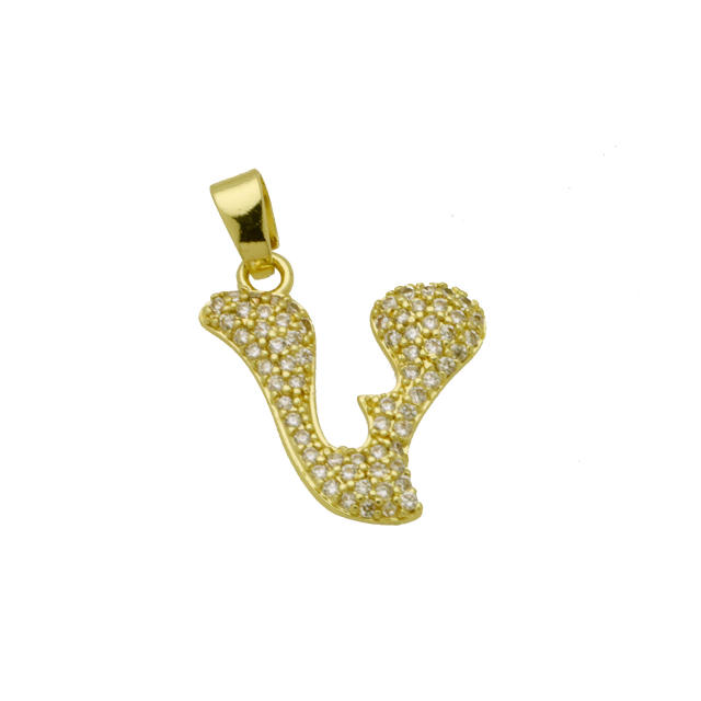 Delicate full diamond initial letter bubble letter pendant for necklace