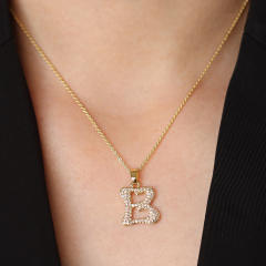 Delicate full diamond initial letter bubble letter pendant for necklace