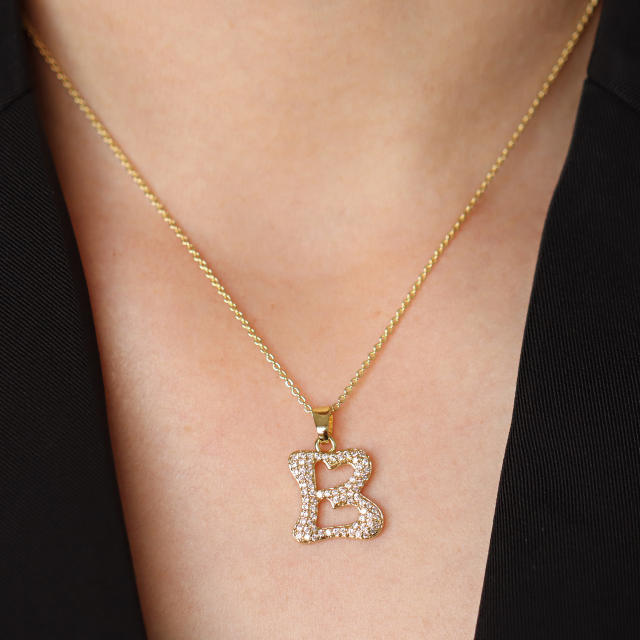 Delicate full diamond initial letter bubble letter pendant for necklace