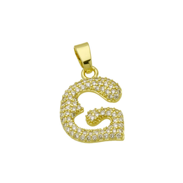 Delicate full diamond initial letter bubble letter pendant for necklace