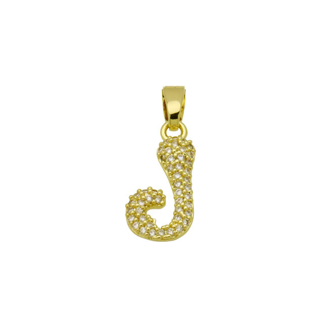 Delicate full diamond initial letter bubble letter pendant for necklace