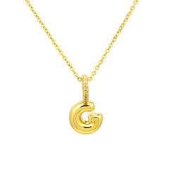Sweet gold plated copper bubble letter initial letter pendant for necklace