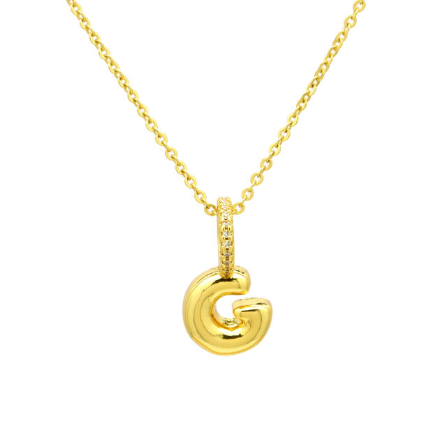 Sweet gold plated copper bubble letter initial letter pendant for necklace