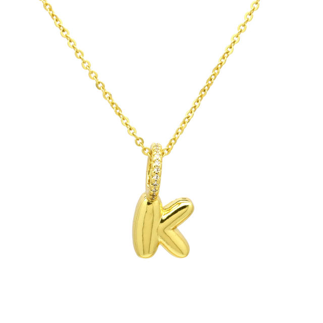 Sweet gold plated copper bubble letter initial letter pendant for necklace