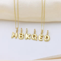 Sweet gold plated copper bubble letter initial letter pendant for necklace