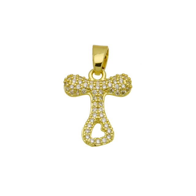 Delicate full diamond initial letter bubble letter pendant for necklace