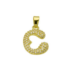 Delicate full diamond initial letter bubble letter pendant for necklace