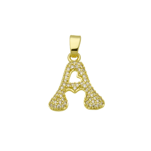 Delicate full diamond initial letter bubble letter pendant for necklace