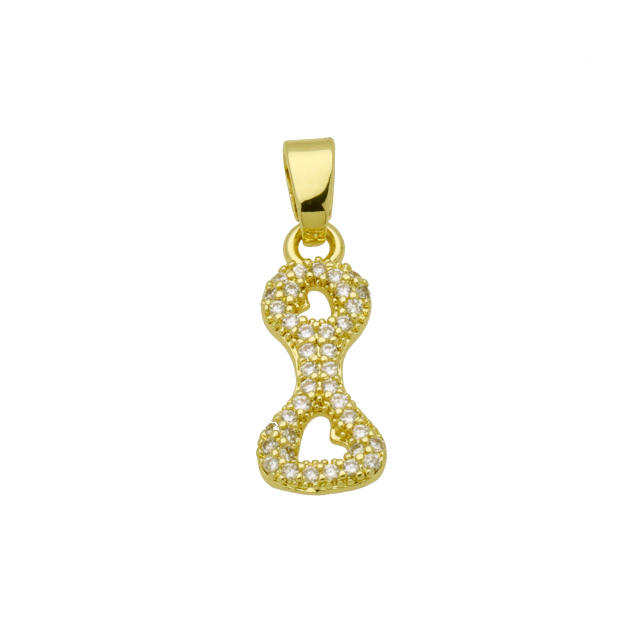 Delicate full diamond initial letter bubble letter pendant for necklace