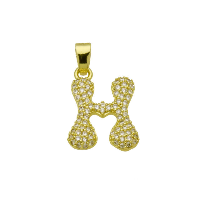 Delicate full diamond initial letter bubble letter pendant for necklace