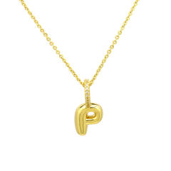 Sweet gold plated copper bubble letter initial letter pendant for necklace